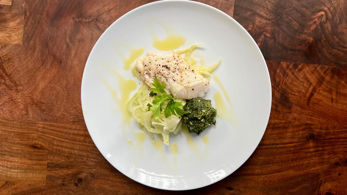 White Fish with Fennel Frond Pesto BrocElite